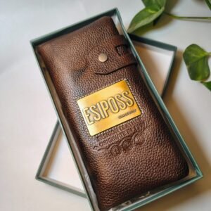 long esiposs wallet man wallet gift price in bd Brown leather ESIPOSS wallet in gift box with gold logo plate